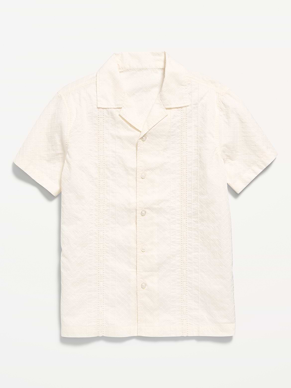 Short-Sleeve Embroidered Eyelet Shirt for Boys