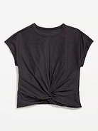 Image number 3 showing, CloudMotion Short-Sleeve Front-Knot T-Shirt for Girls