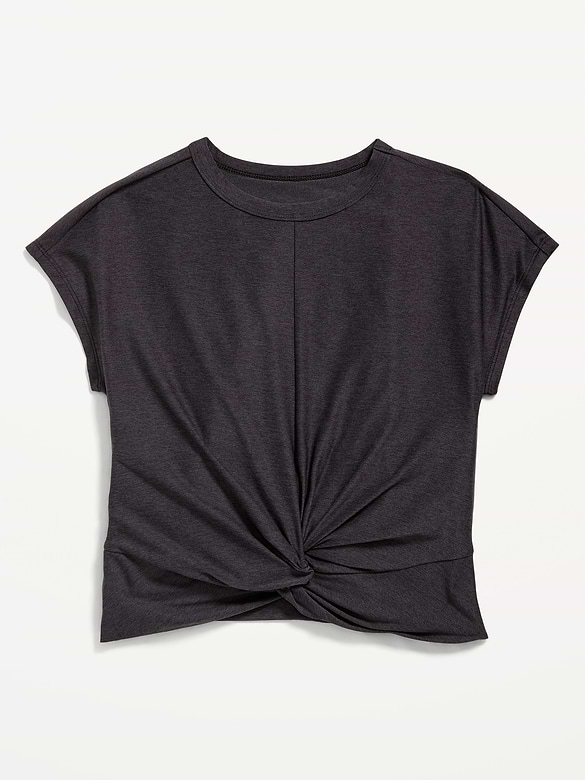 CloudMotion Short-Sleeve Front-Knot T-Shirt for Girls