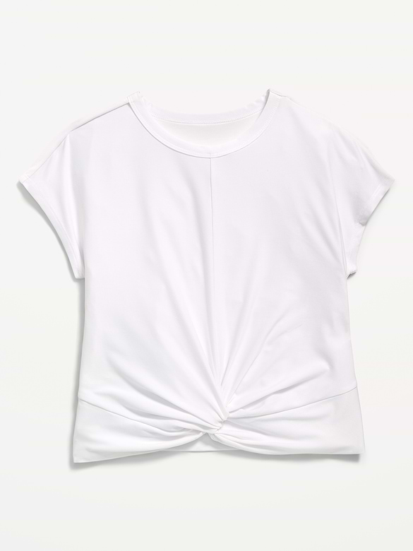 CloudMotion Short-Sleeve Front-Knot T-Shirt for Girls