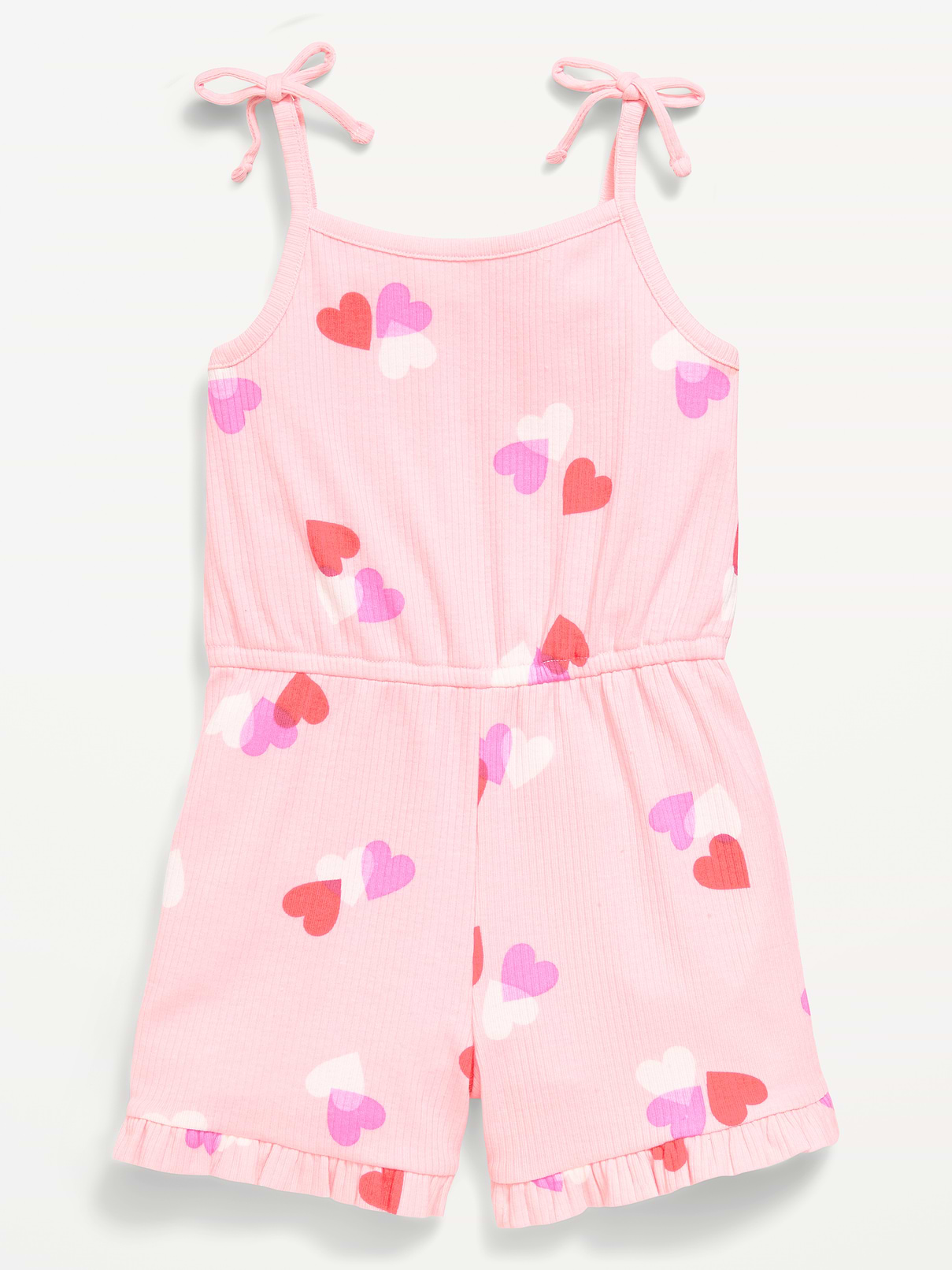 Image number 1 showing, Sleeveless Tie-Bow Ribbed Romper for Toddler Girls
