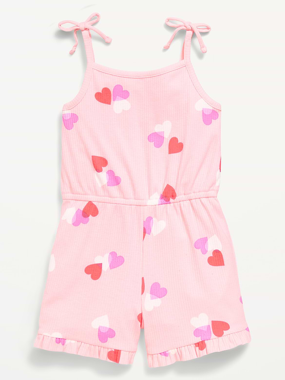 Sleeveless Tie-Bow Ribbed Romper for Toddler Girls
