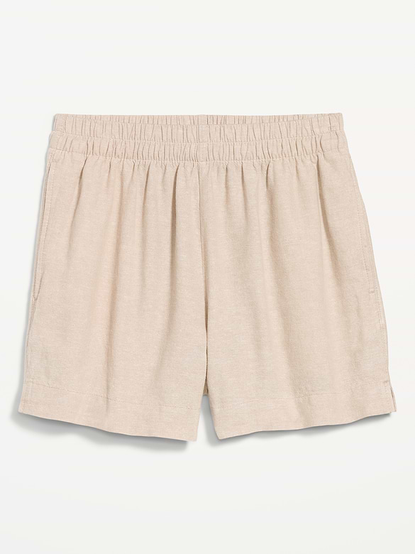 High-Waisted Linen-Blend Shorts -- 3.5-inch inseam