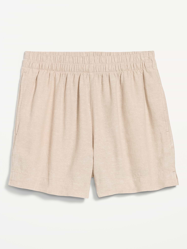 Image number 4 showing, High-Waisted Linen-Blend Shorts -- 3.5-inch inseam