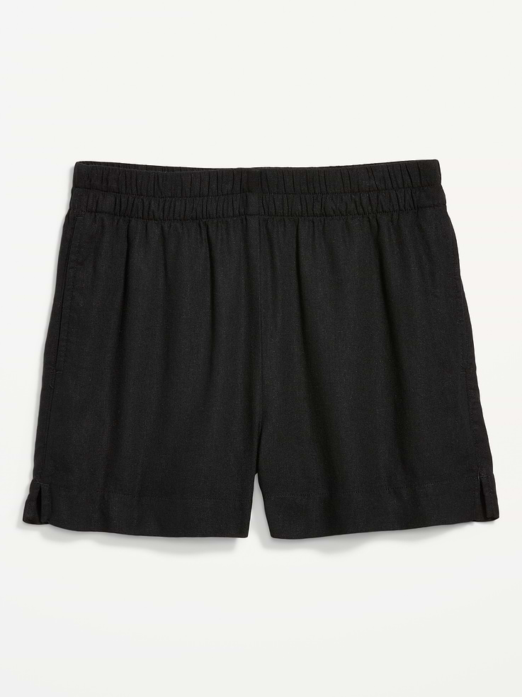 Image number 2 showing, High-Waisted Beach Linen Pull-On Shorts