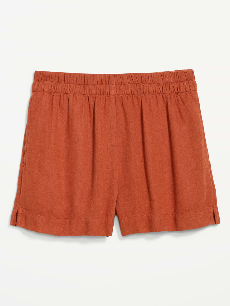 Image number 4 showing, High-Waisted Beach Linen Pull-On Shorts