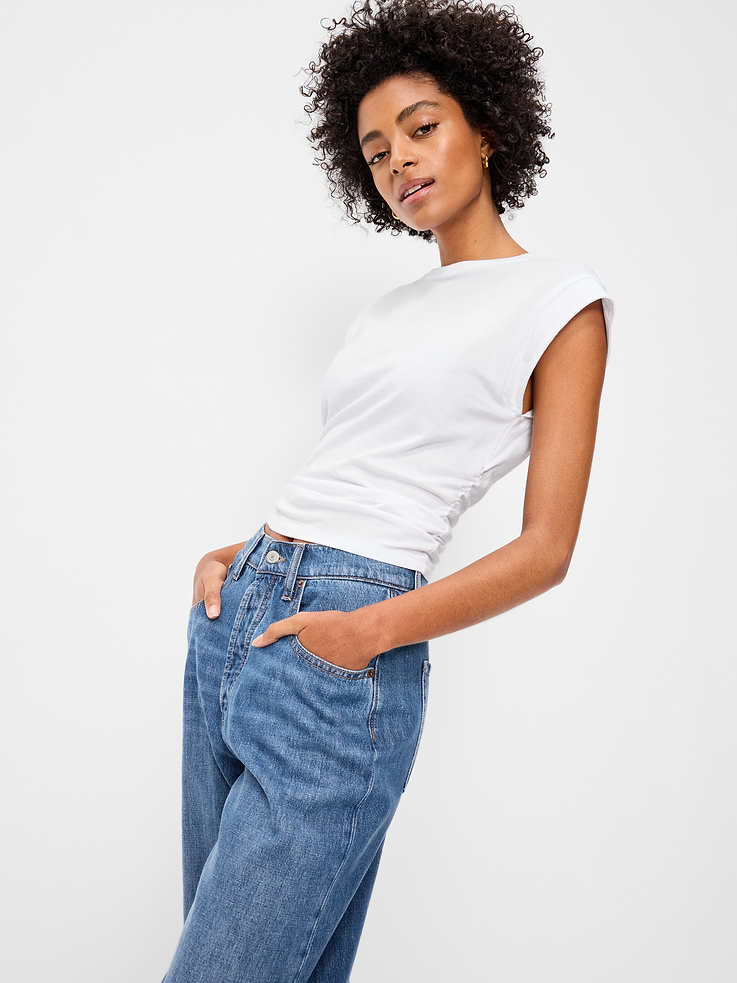Image number 3 showing, Cap-Sleeve Cinch-Waist Top