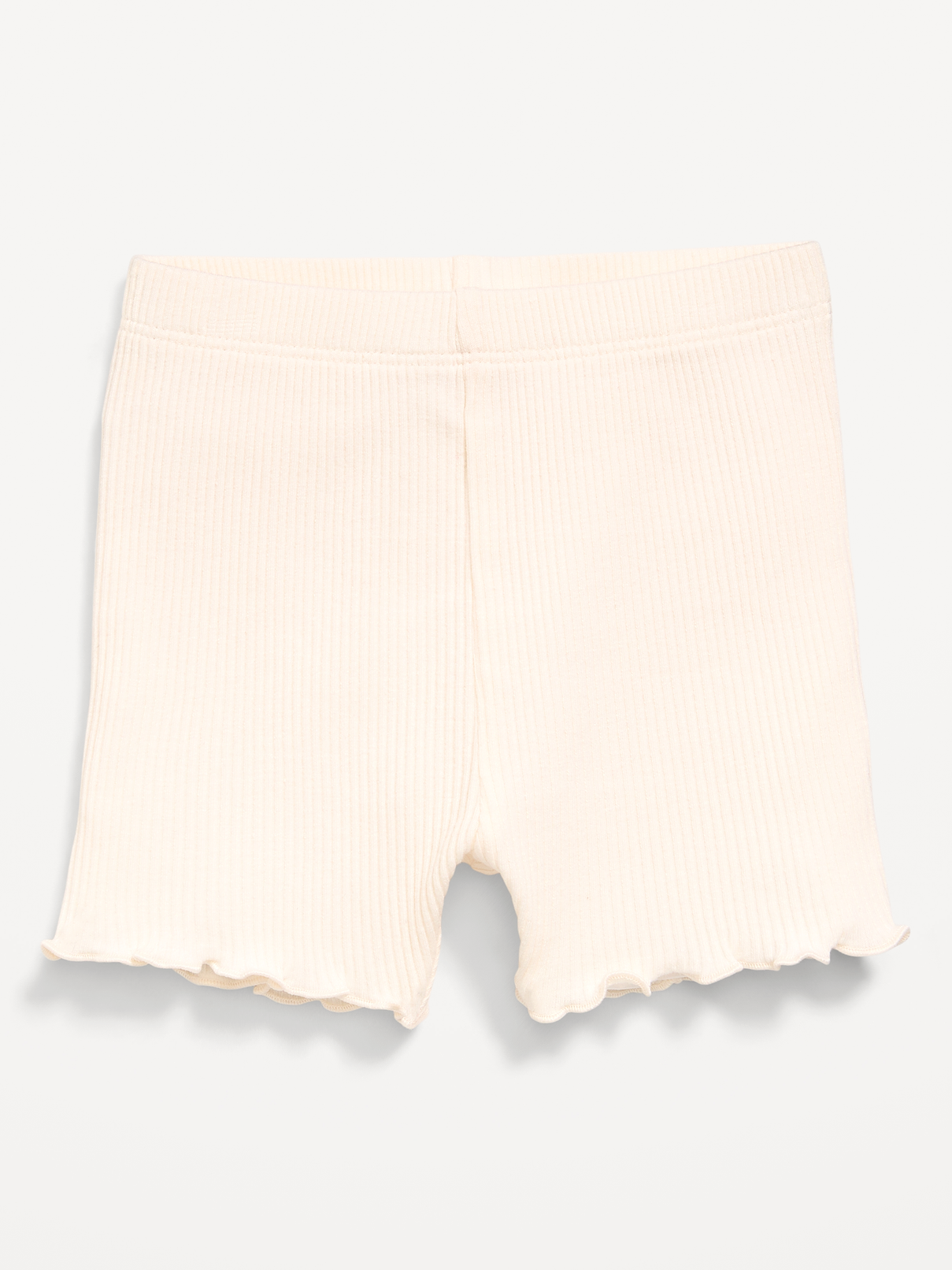 Ribbed Lettuce-Edge Biker Shorts for Baby