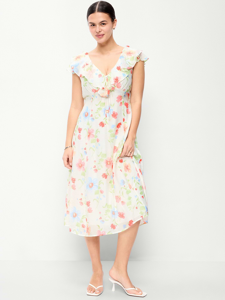Image number 6 showing, Ruffle-Sleeve Fit & Flare Midi Dress