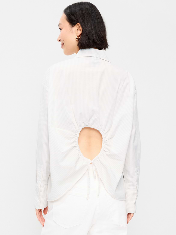 Tie-Back Button-Down Shirt