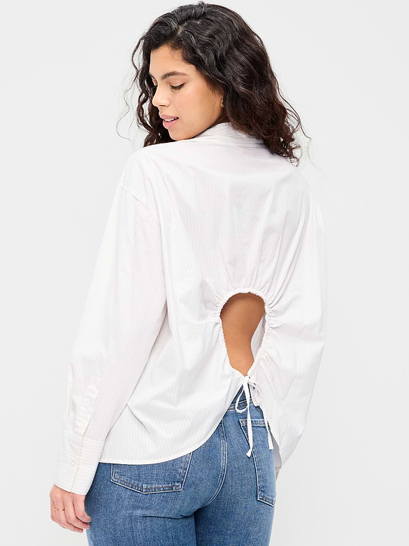 Tie-Back Button-Down Shirt