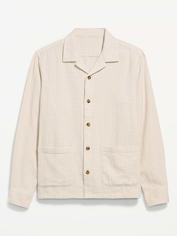 Long-Sleeve Textured Camp Shirt