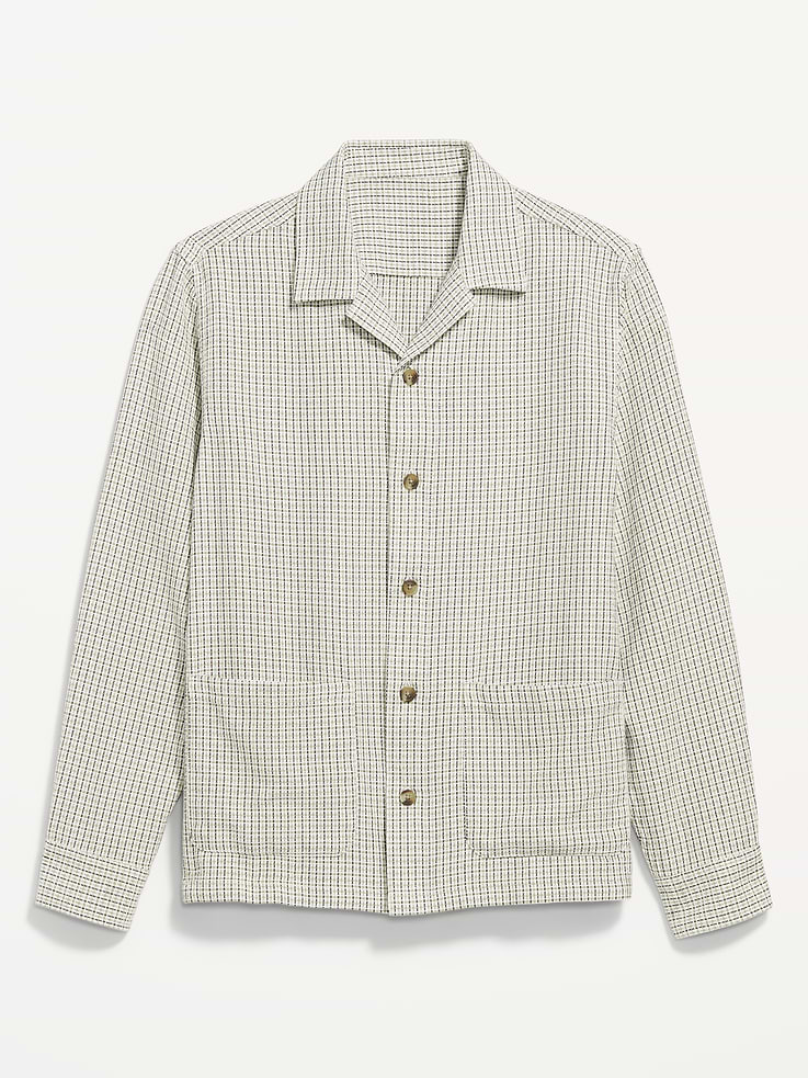 Image 4 of 5, Long-Sleeve Textured Camp Shirt