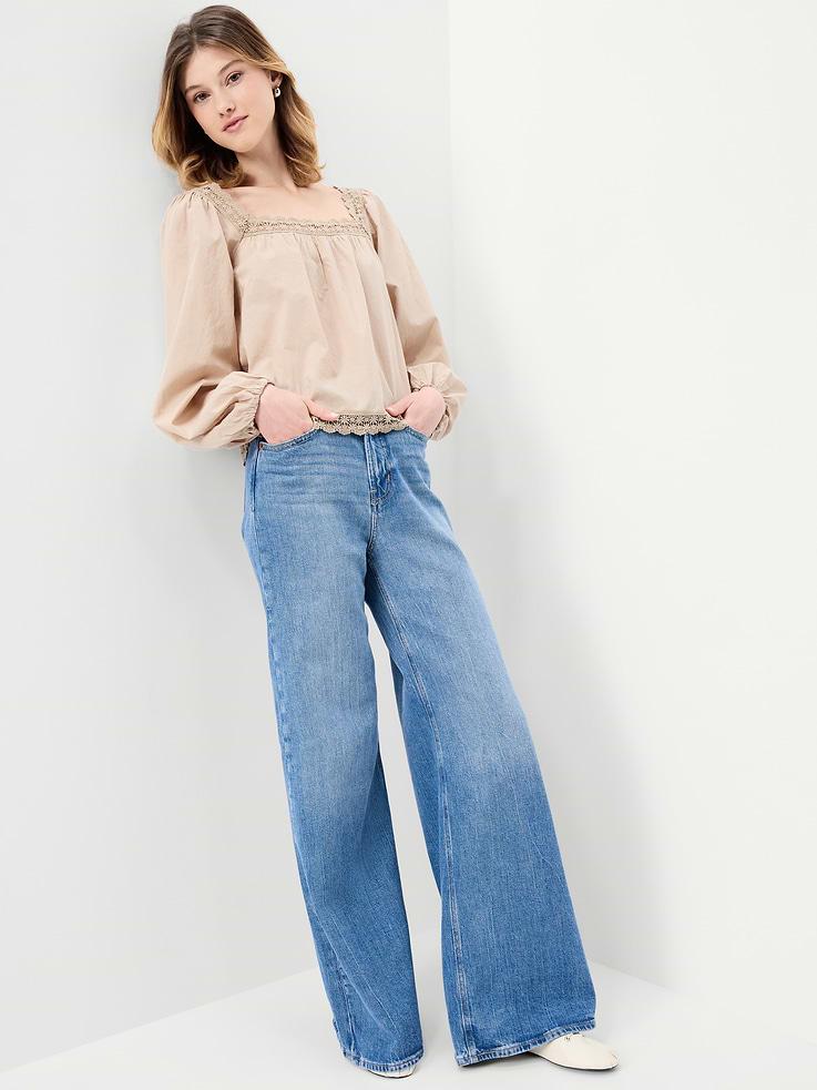 Image number 3 showing, Long-Sleeve Lace Trim Top