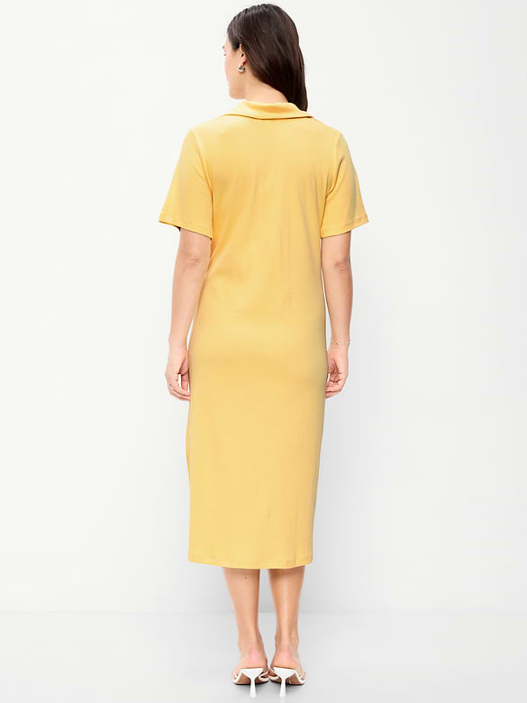 Short-Sleeve Polo Midi Dress
