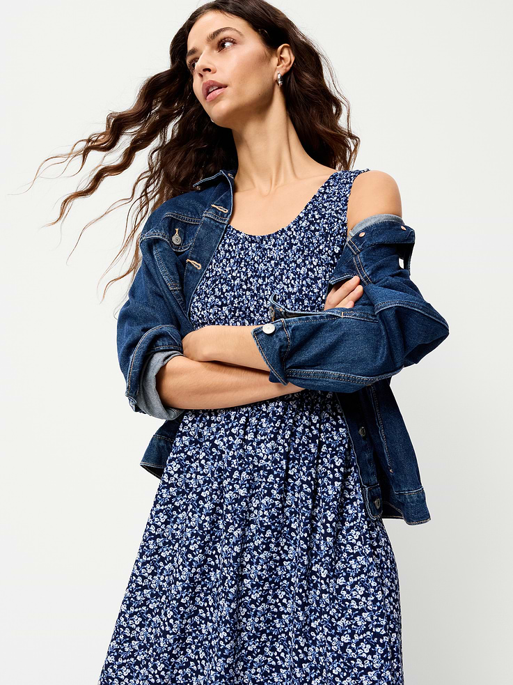 Image number 3 showing, Fit & Flare Lightweight Smocked-Bodice Midi Dress