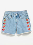 Image number 4 showing, High-Waisted Embroidered Frayed-Hem Jean Shorts for Girls