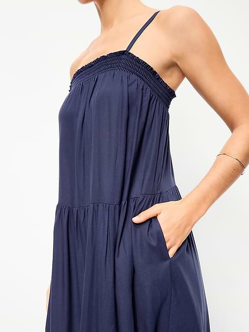 Old Navy Women's Airy Smocked Maxi Dress - Blue - Size L