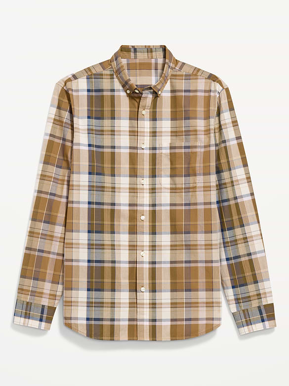 Chemise passe-partout coupe classique en popeline à carreaux