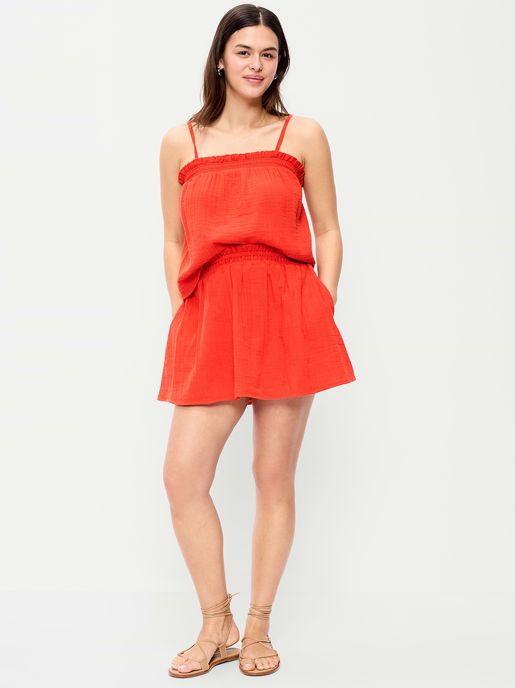 Image number 5 showing, Crinkle Gauze Ruffle Waist Mini Skort