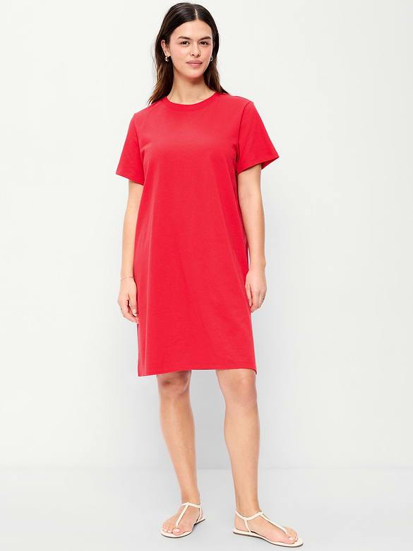 Vintage Crew-Neck Mini T-Shirt Dress