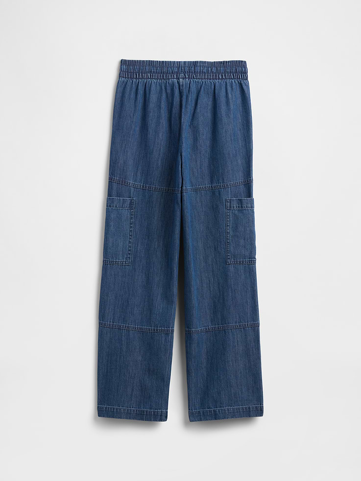 Image number 2 showing, Kids Pull-On Relaxed Denim Cargo Pants