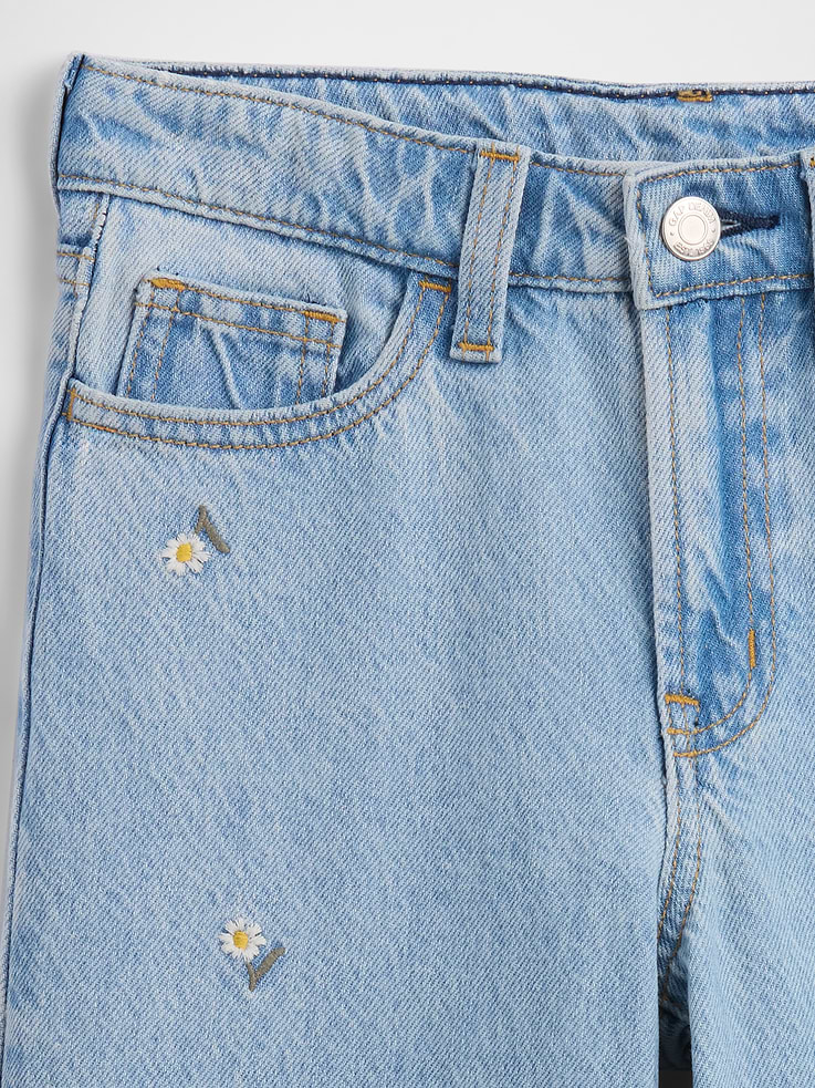 Image number 3 showing, Kids High Rise Embroidered Wide-Leg Jeans