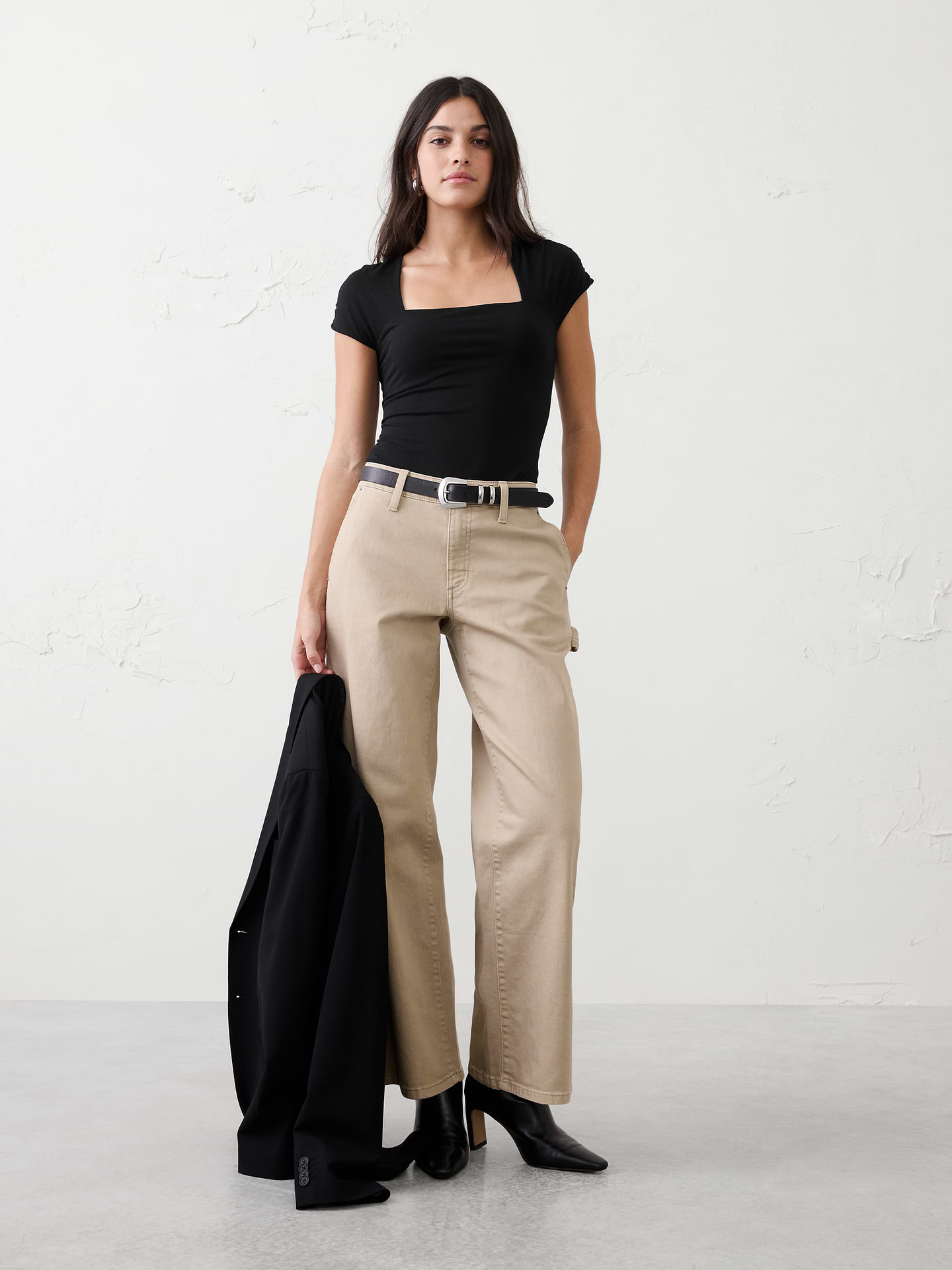Image number 1 showing, New Soft Stretch Square-Neck Bodysuit