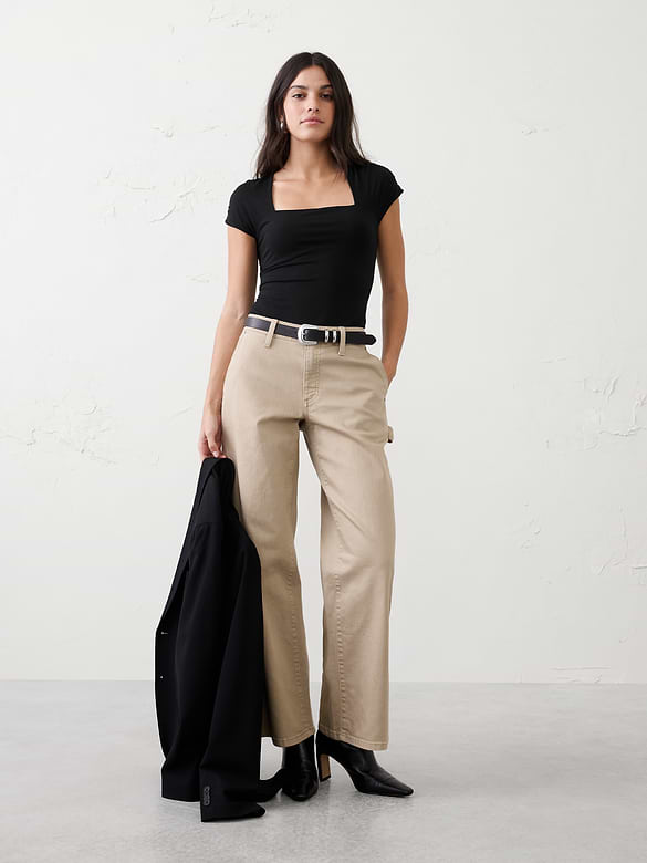 New Soft Stretch Square-Neck Bodysuit