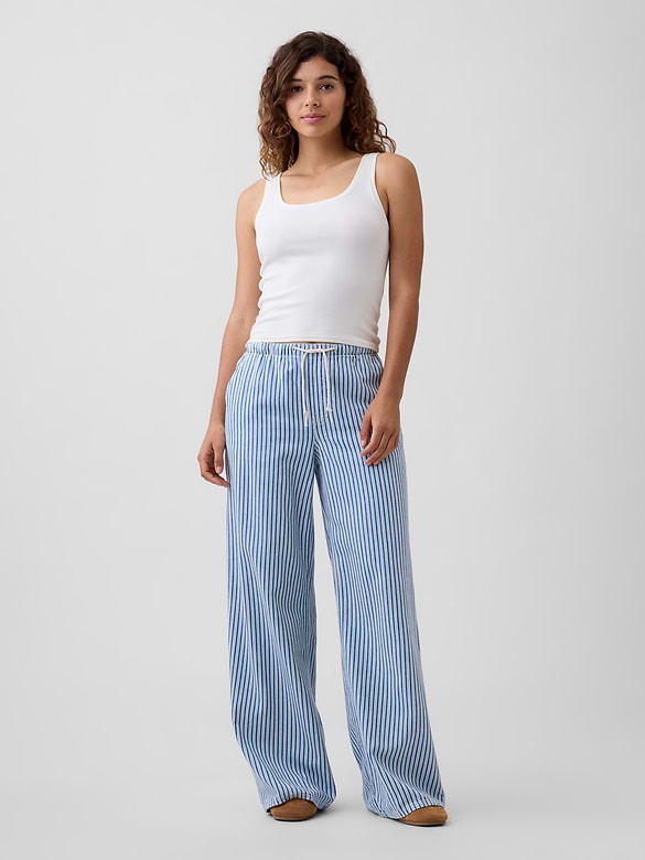 Mid Rise SuperLight Pull-On Wide-Leg Jeans