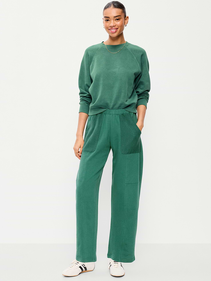 Image number 1 showing, Mid-Rise SoComfy Seamed Barrel Sweatpants