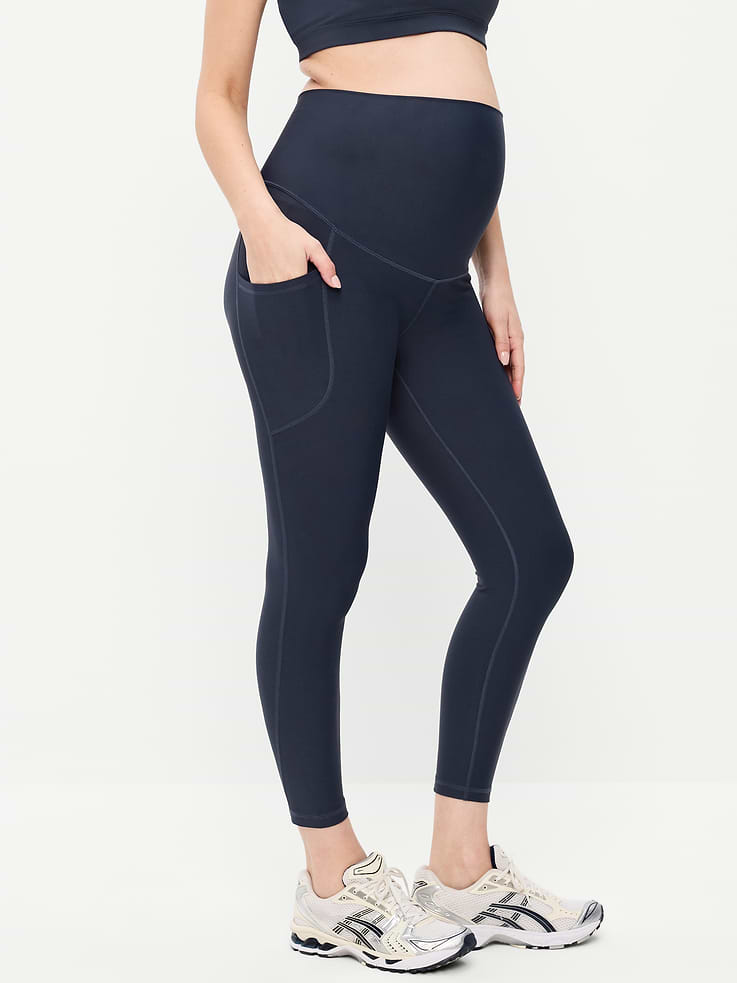 Image number 1 showing, Maternity Full-Panel PowerSoft 7/8 Leggings