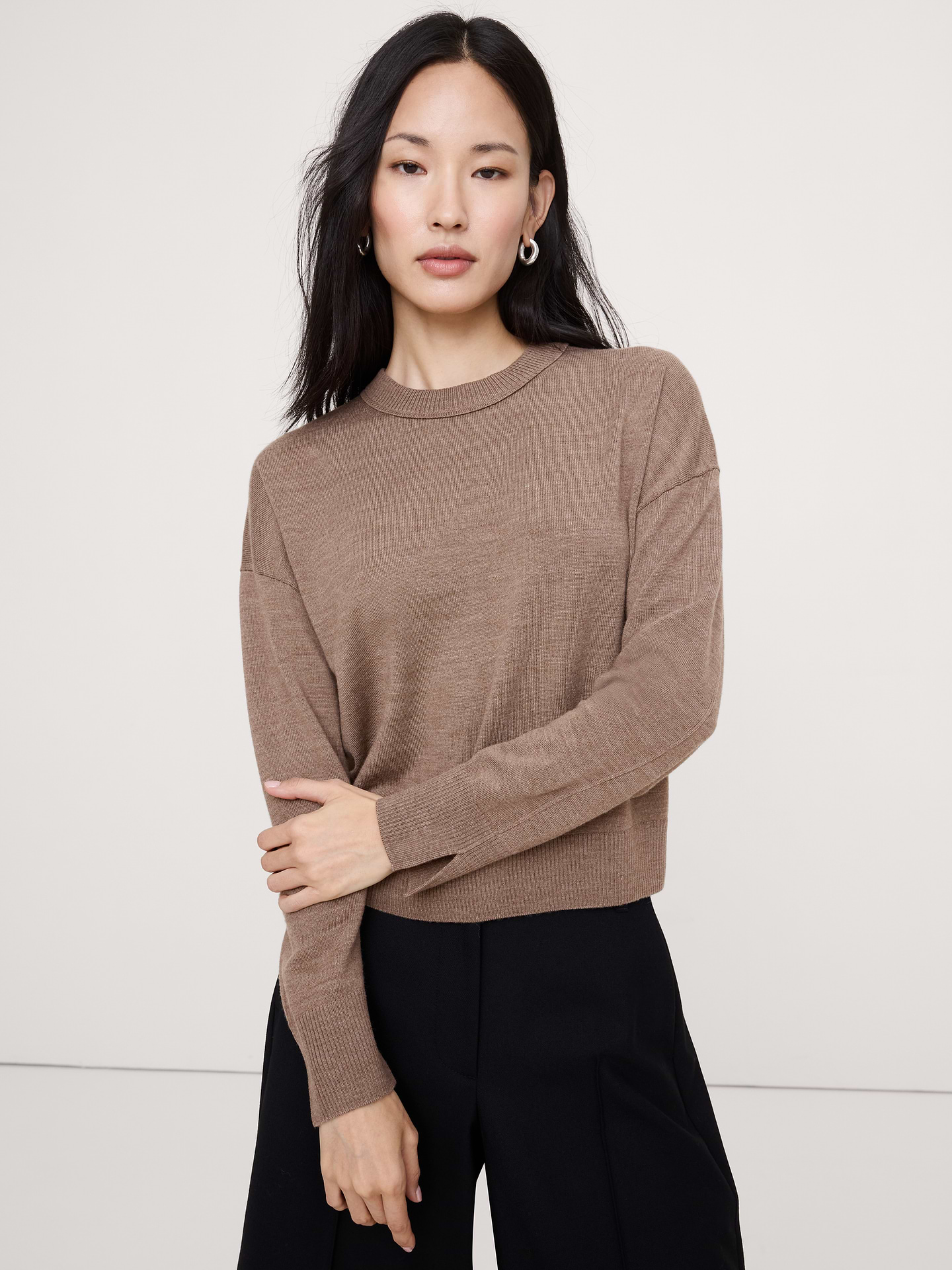Image number 1 showing, Oversized Merino Crew-Neck Sweater