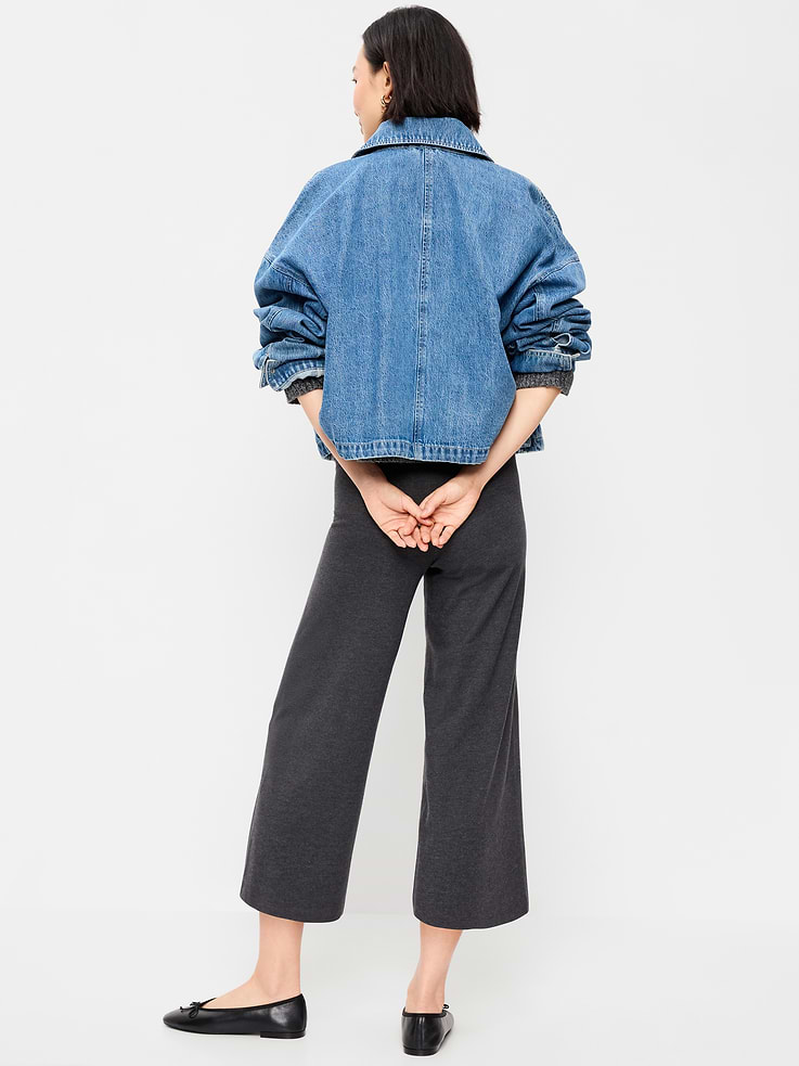 Image 3 of 3, High-Waisted Fashion Wide-Leg Cropped Leggings