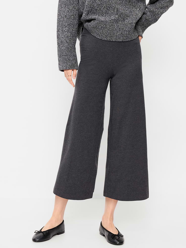 Image 2 of 3, High-Waisted Fashion Wide-Leg Cropped Leggings