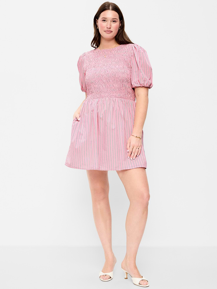 Image number 7 showing, Smocked Puff-Sleeve Flare Mini Dress