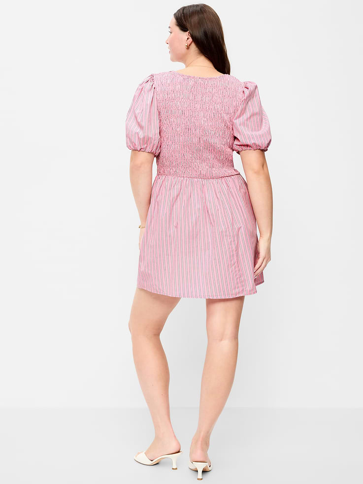 Image number 8 showing, Smocked Puff-Sleeve Flare Mini Dress