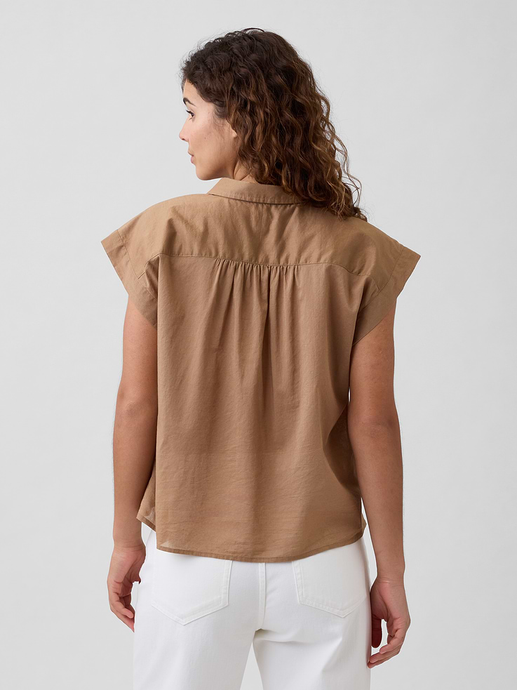 Image number 2 showing, Collared Cap-Sleeve Shirt