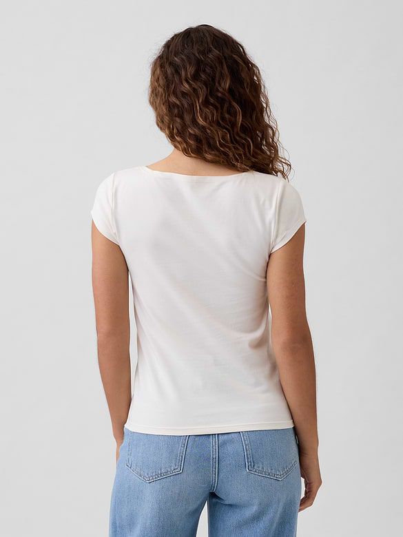 Stretch Jersey Boatneck T-Shirt
