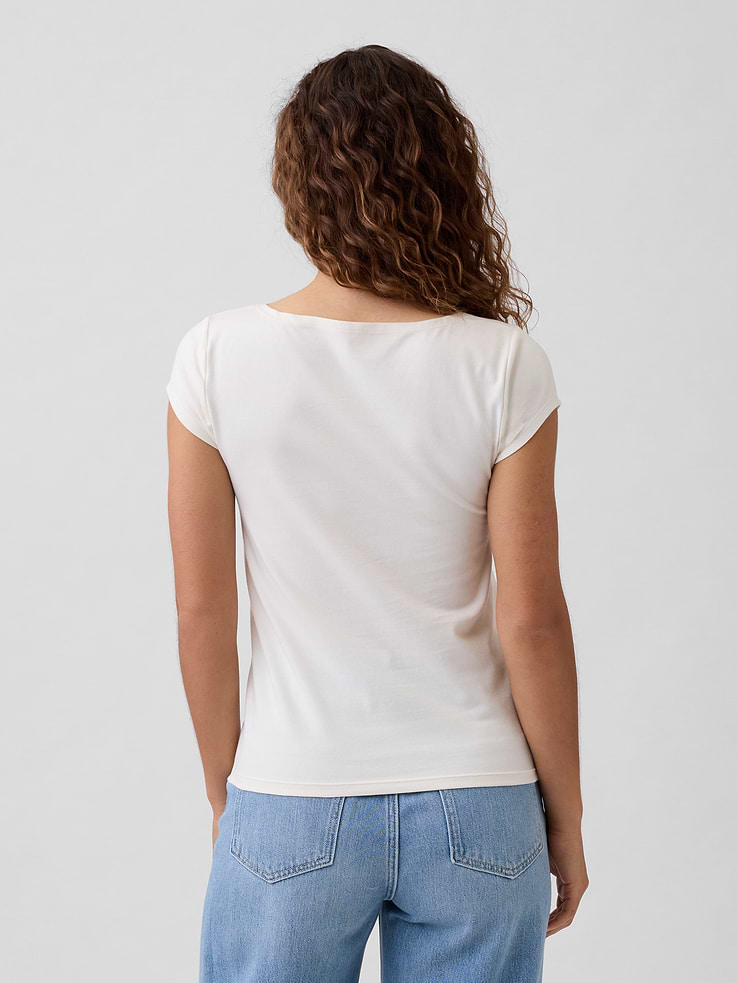 Image 2 of 5, Stretch Jersey Boatneck T-Shirt