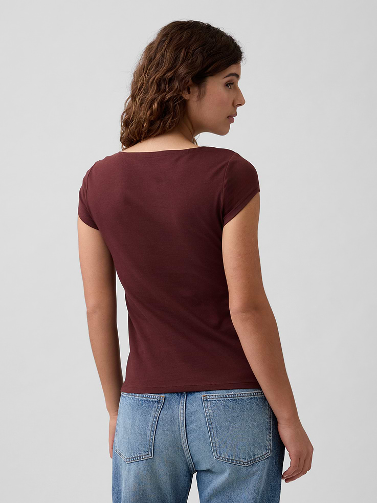Image number 2 showing, Stretch Jersey Boatneck T-Shirt