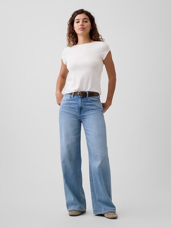 Stretch Jersey Boatneck T-Shirt