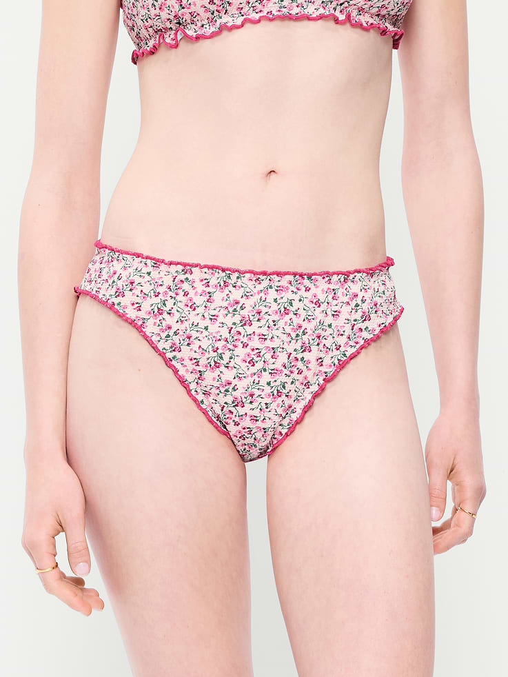 Image number 1 showing, Mid-Rise Ruffle Trim Swim Bottoms