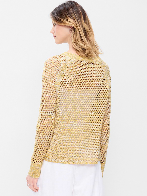 Seaside Cotton Open-Knit Raglan Sweater