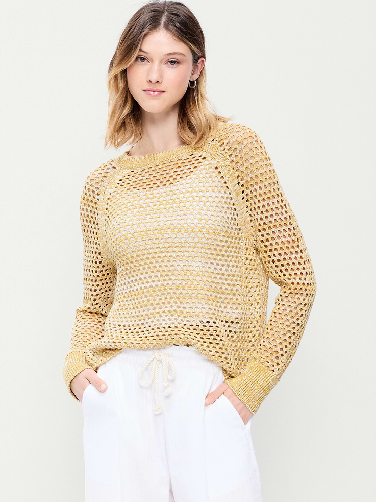 L'image numéro 1 présente Chandail à manches raglan en tricot de coton littoral ajouré
