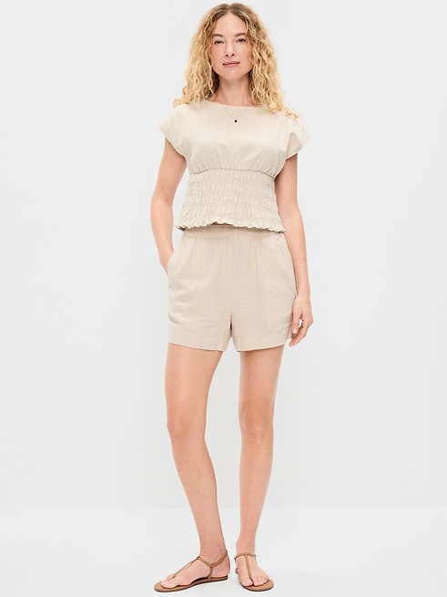 High High-Waisted Linen-Blend Shorts -- 3.5-inch inseam on clearance at Old Navy — 20% off