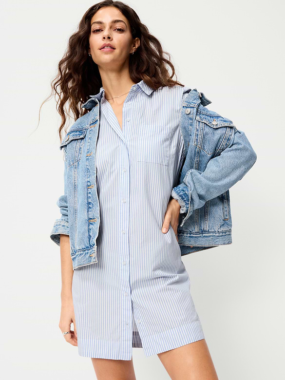 Button-Down Mini Shirt Dress