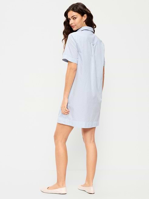 blue white shirt dress Forward Stripe Cotton Midi Dr this dress redefines effortless style THE CLASSIC SHIRT DRESS in