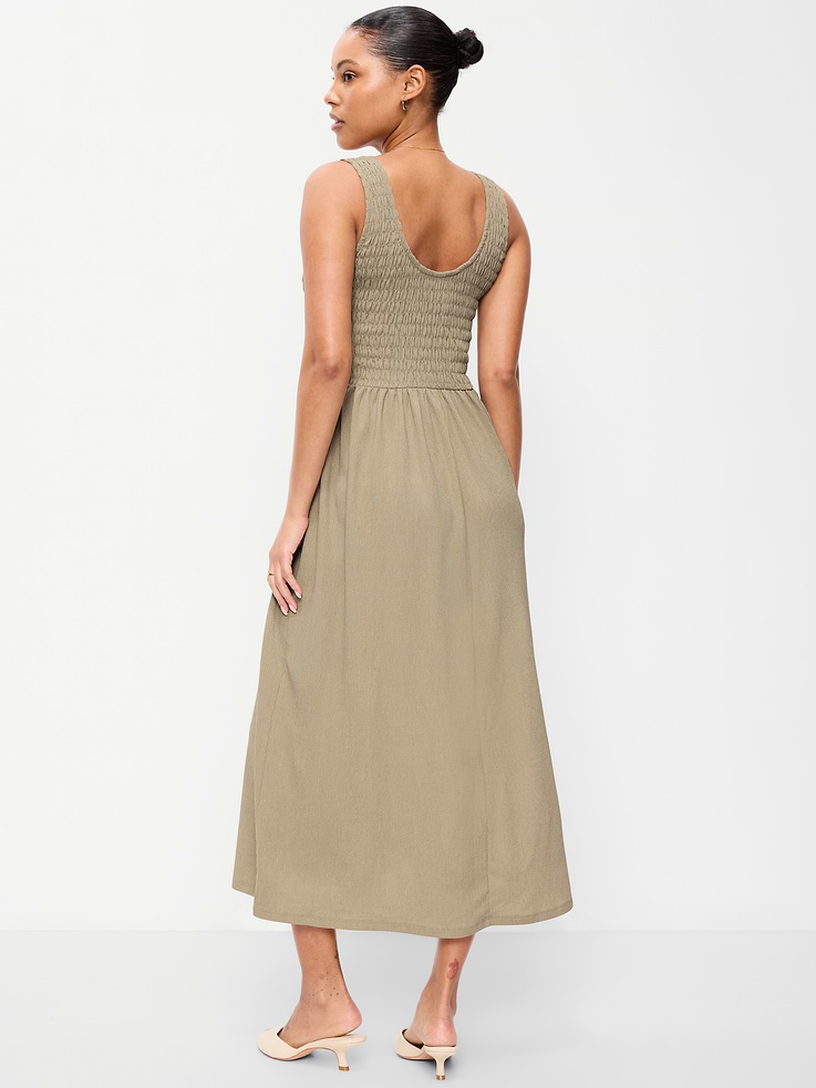 Image number 2 showing, Fit & Flare Lightweight Smocked-Bodice Midi Dress