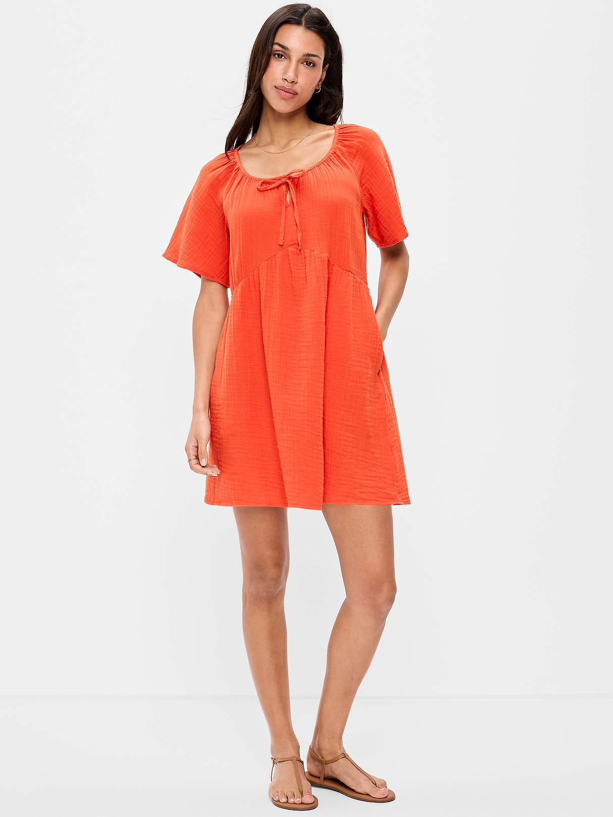 Crinkle Gauze Flutter-Sleeve Mini Swing Dress | Old Navy